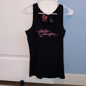 Black Harley Davidson tank top with pink writing 🩷🖤